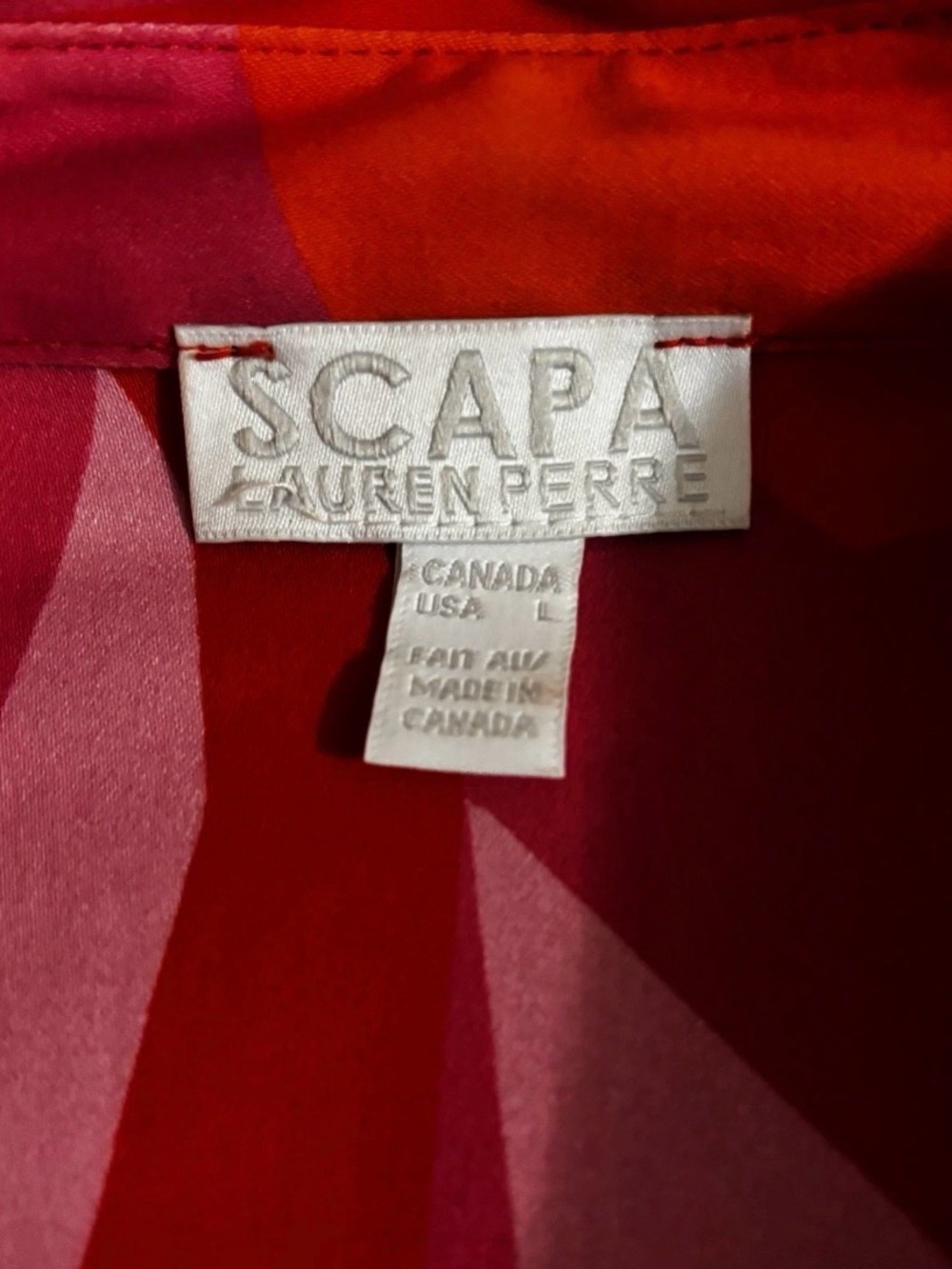 NWT Large SCAPA button down knee length  dress in orange/pink Lauren Perre - Picture 6 of 9